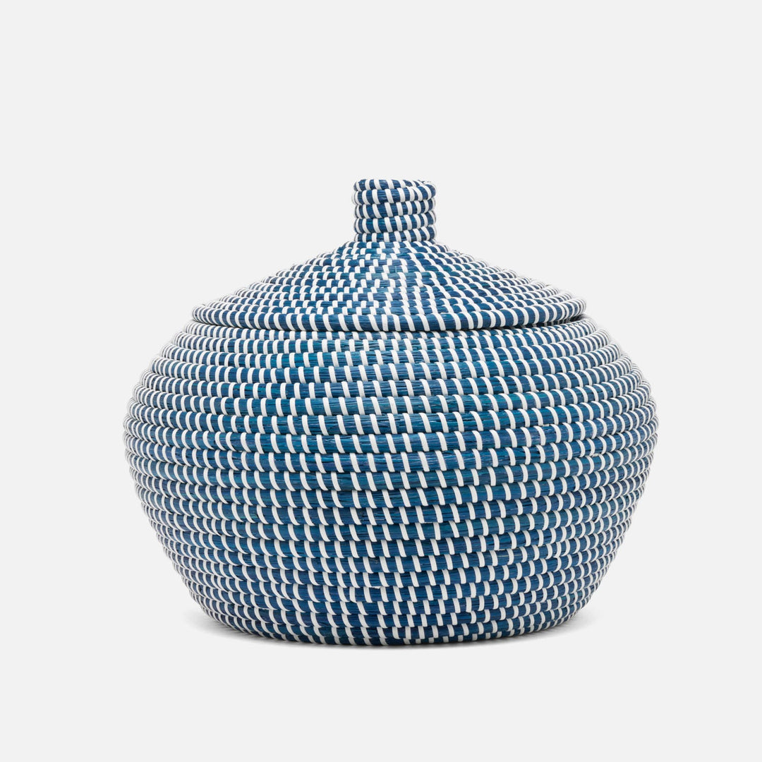 Roslyn, Navy/White, Basket, Round, Seagrass, S/2