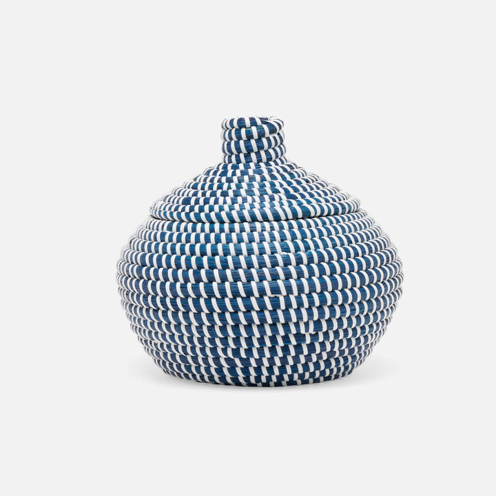 Roslyn, Navy/White, Basket, Round, Seagrass, S/2