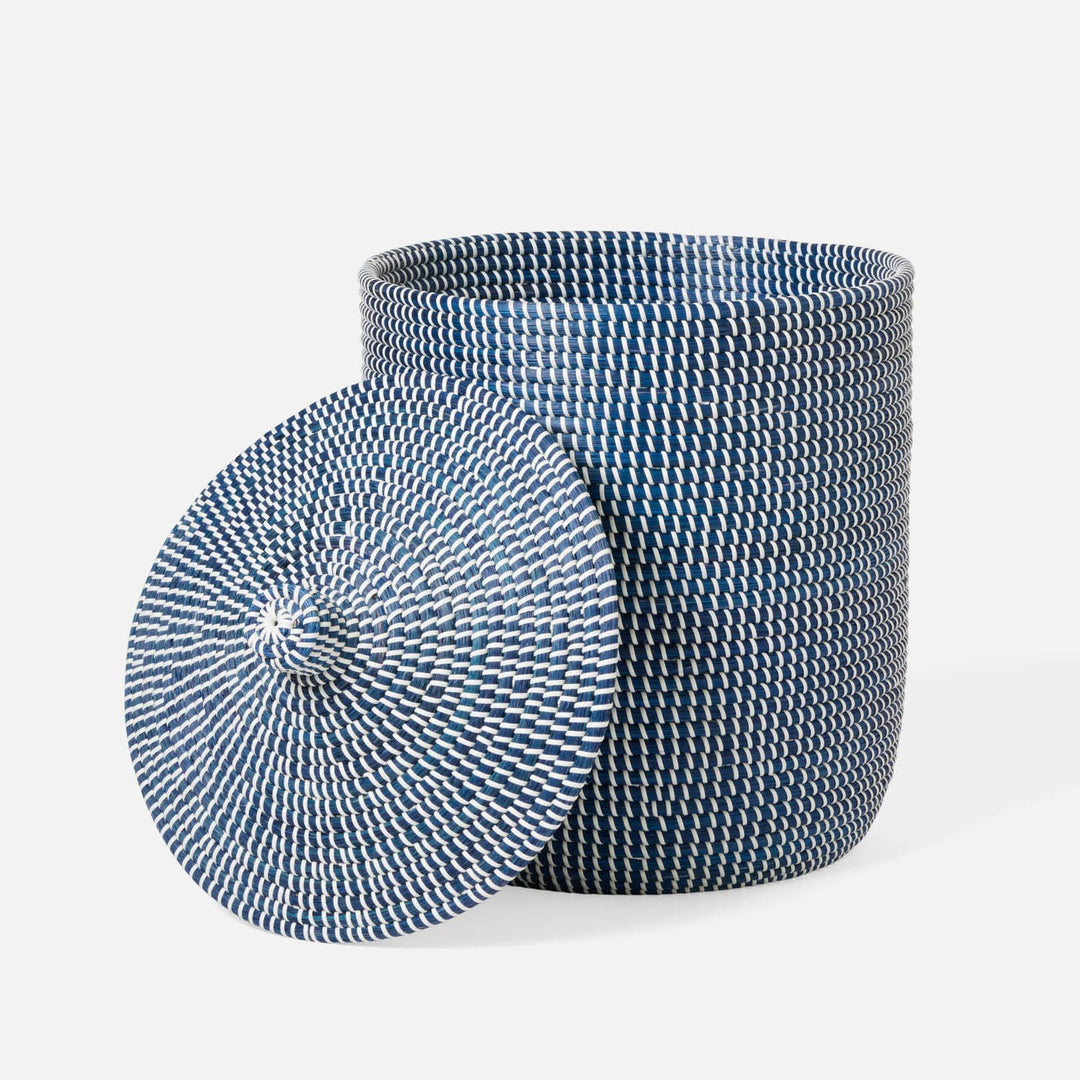 Roslyn, Navy/White, Basket, Tall, Seagrass
