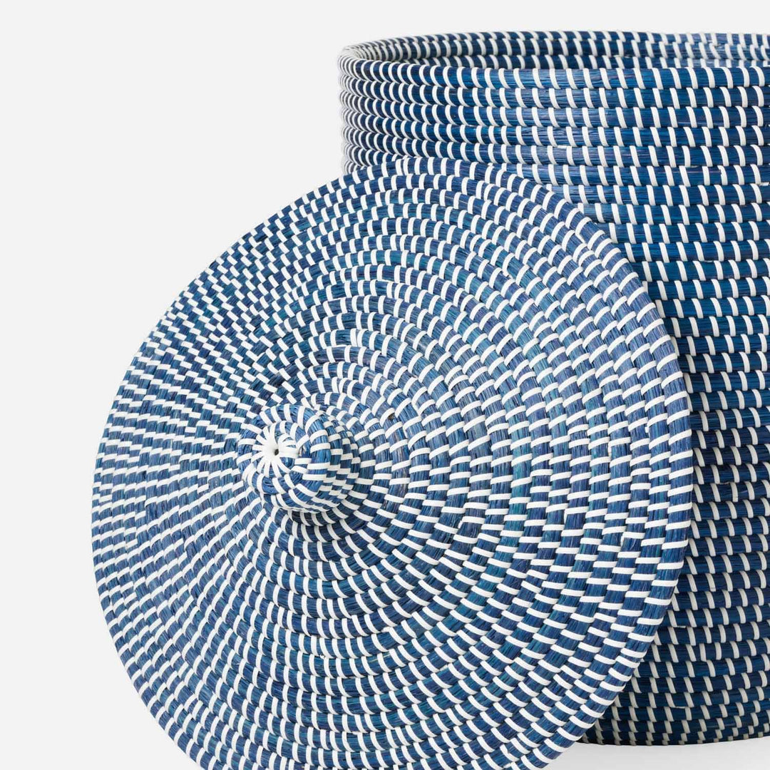 Roslyn, Navy/White, Basket, Tall, Seagrass