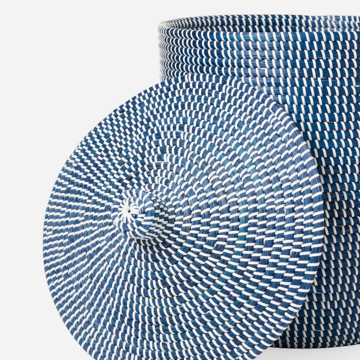 Roslyn, Navy/White, Basket, Tall, Seagrass