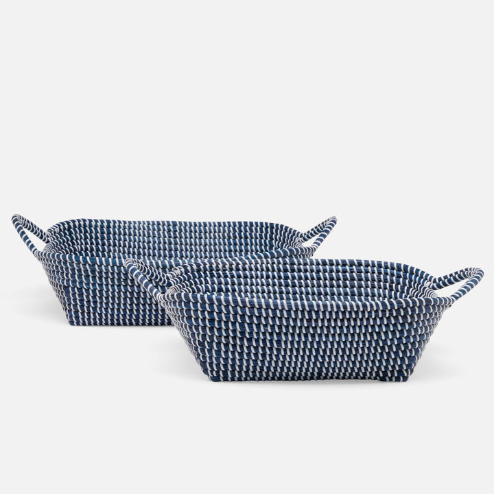Roslyn, Navy/White, Storage Baskets, Seagrass, S/2