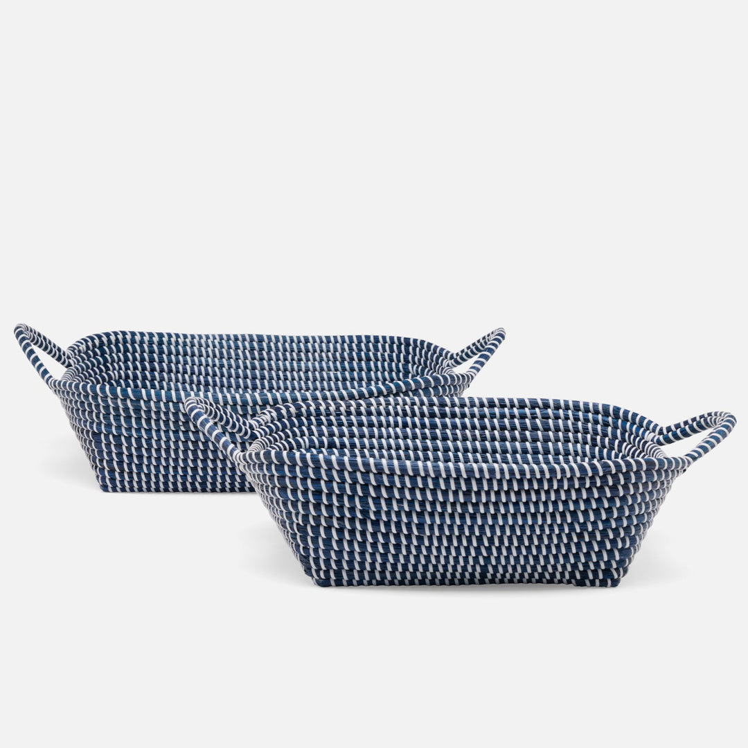 Roslyn, Navy/White, Storage Baskets, Seagrass, S/2