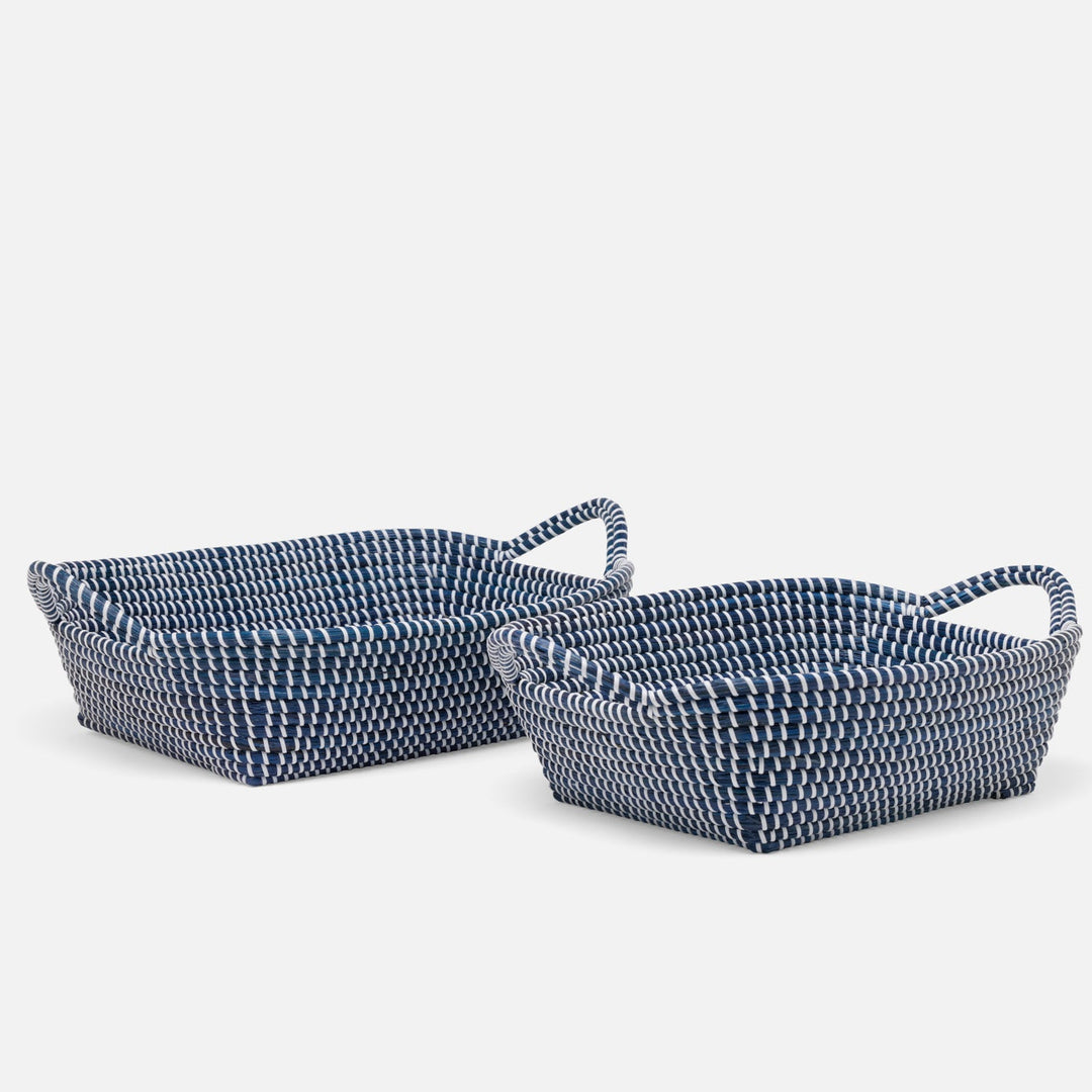 Roslyn, Navy/White, Storage Baskets, Seagrass, S/2