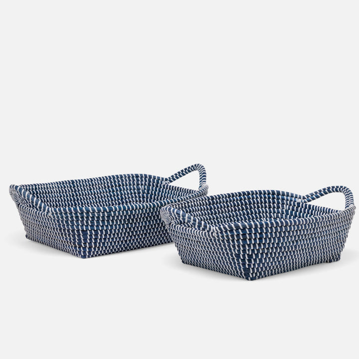 Roslyn, Navy/White, Storage Baskets, Seagrass, S/2