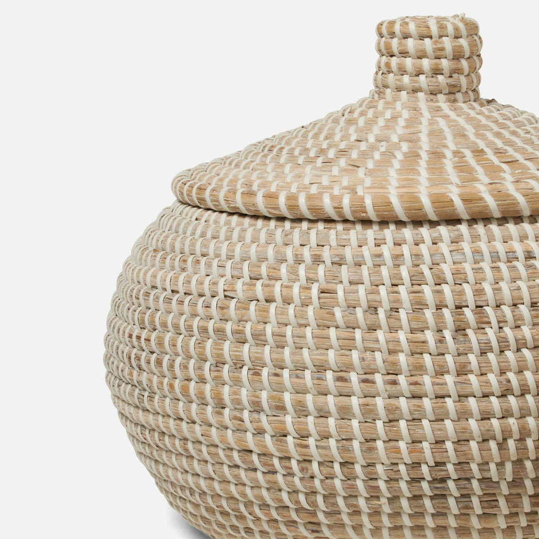 Roslyn, Whitewashed, Baskets, Round, Seagrass, S/2