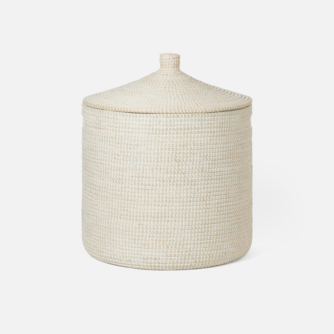 Roslyn, Whitewashed, Oversized Hamper, Round, Seagrass