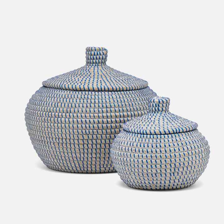 Roslyn, Whitewashed/Navy, Basket, Round, Seagrass, S/2