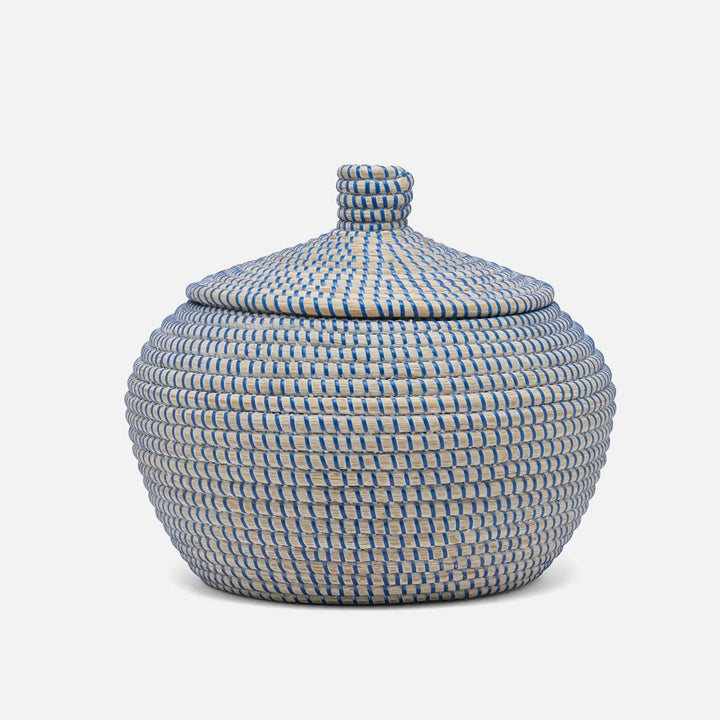 Roslyn, Whitewashed/Navy, Basket, Round, Seagrass, S/2