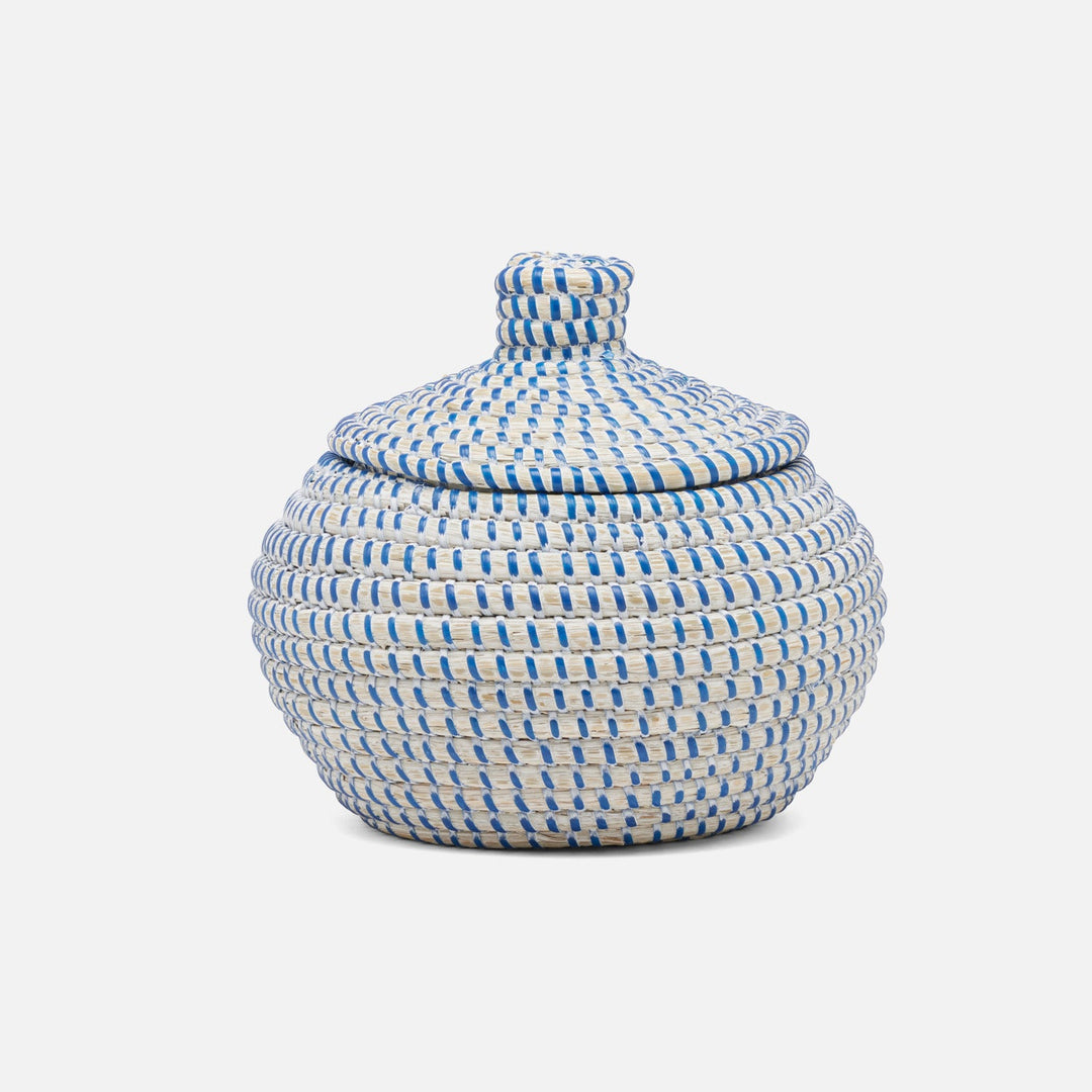 Roslyn, Whitewashed/Navy, Basket, Round, Seagrass, S/2