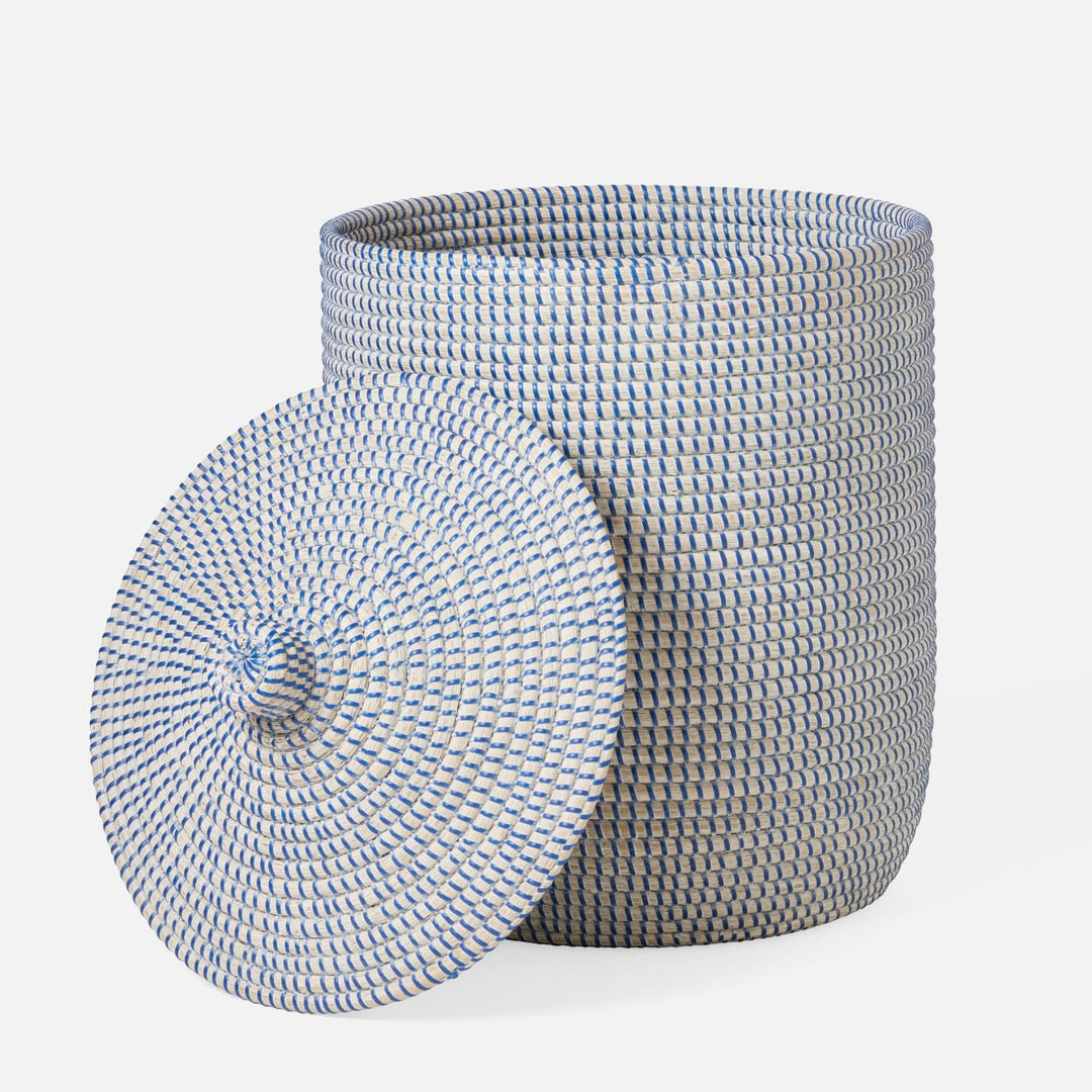 Roslyn, Whitewashed/Navy, Basket, Tall, Seagrass