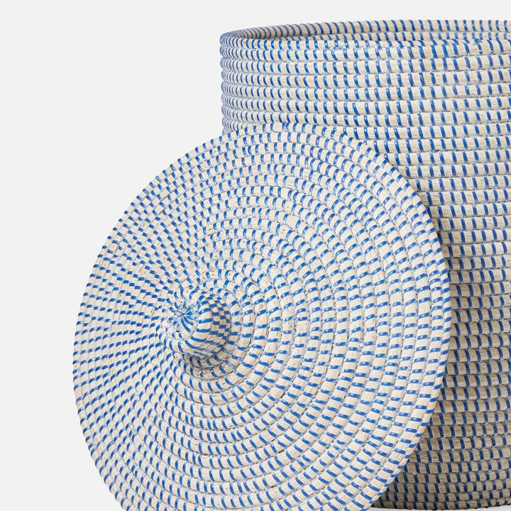 Roslyn, Whitewashed/Navy, Basket, Tall, Seagrass