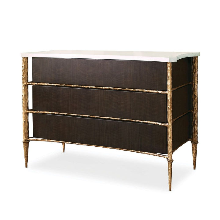 Dressers & Chests Contoured Chest of Drawers - Walnut and Gold Leaf