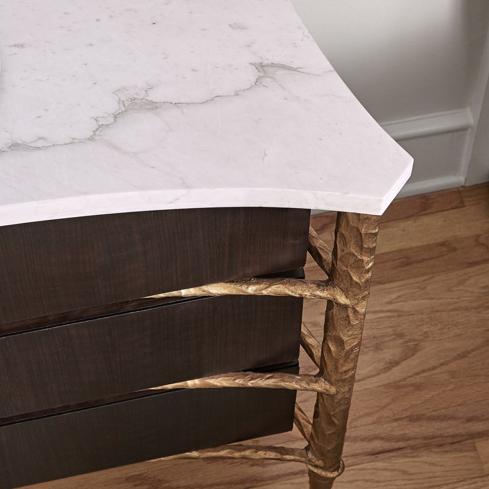 Dressers & Chests Contoured Chest of Drawers - Walnut and Gold Leaf