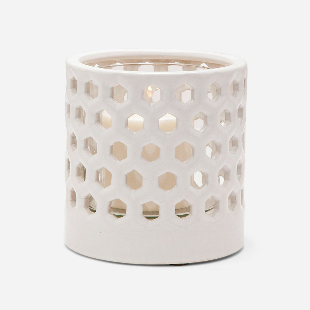 Banes, Glossy White, Hurricane, Small, Ceramic, M/2