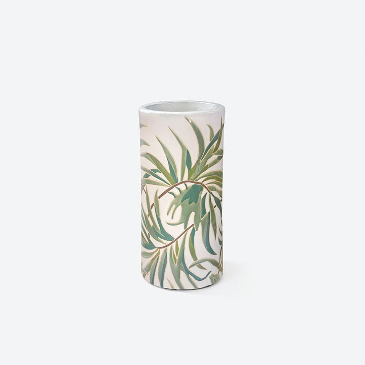 Greenwood, White/Green, Palm Umbrella Stand, Large, Ceramic