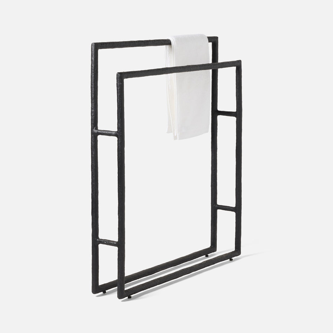 Halsey, Black, Towel Rack, Freestanding, 32X36", Cast Aluminum