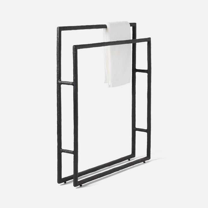 Halsey, Black, Towel Rack, Freestanding, 32X36", Cast Aluminum