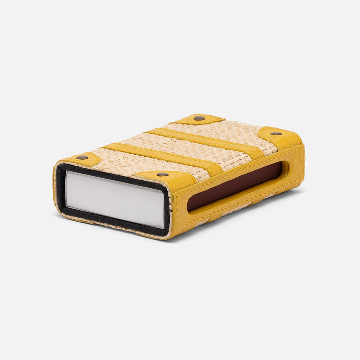 Hanford, Natural/Dandelion, Match Box And Sleeve, Standard, Raffia/Leather
