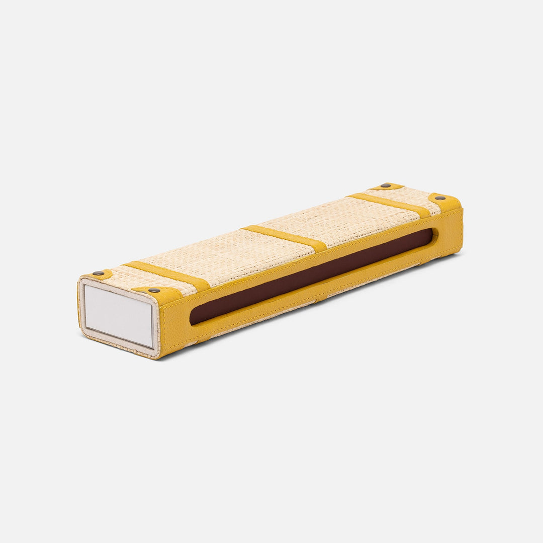 Hanford, Natural/Dandelion, Match Box And Sleeve, Xlong, Raffia/Leather