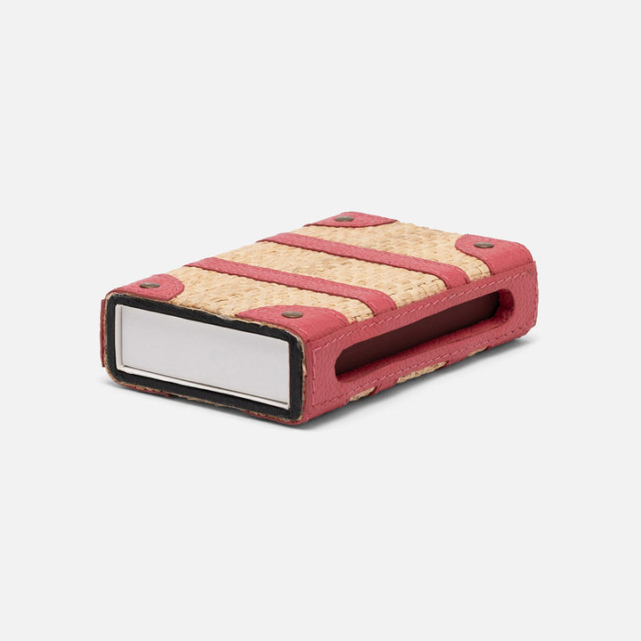 Hanford, Natural/Watermelon, Match Box And Sleeve, Standard, Raffia/Leather