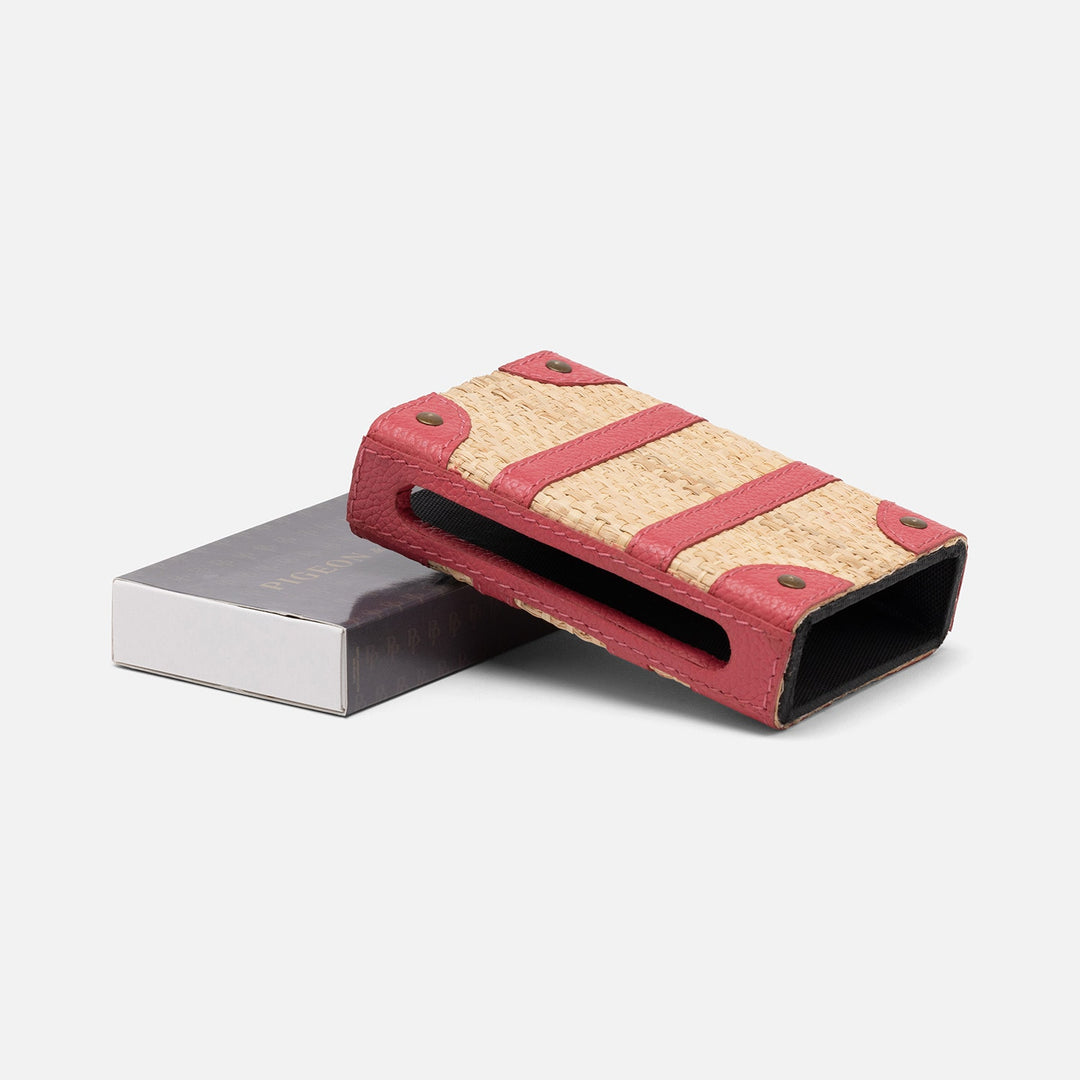 Hanford, Natural/Watermelon, Match Box And Sleeve, Standard, Raffia/Leather