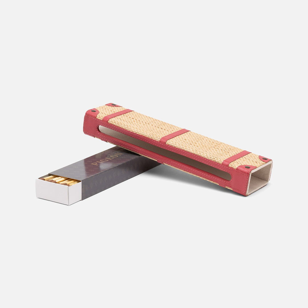 Hanford, Natural/Watermelon, Match Box And Sleeve, Xlong, Raffia/Leather