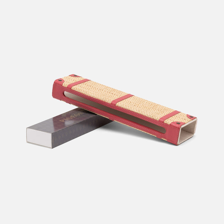 Hanford, Natural/Watermelon, Match Box And Sleeve, Xlong, Raffia/Leather