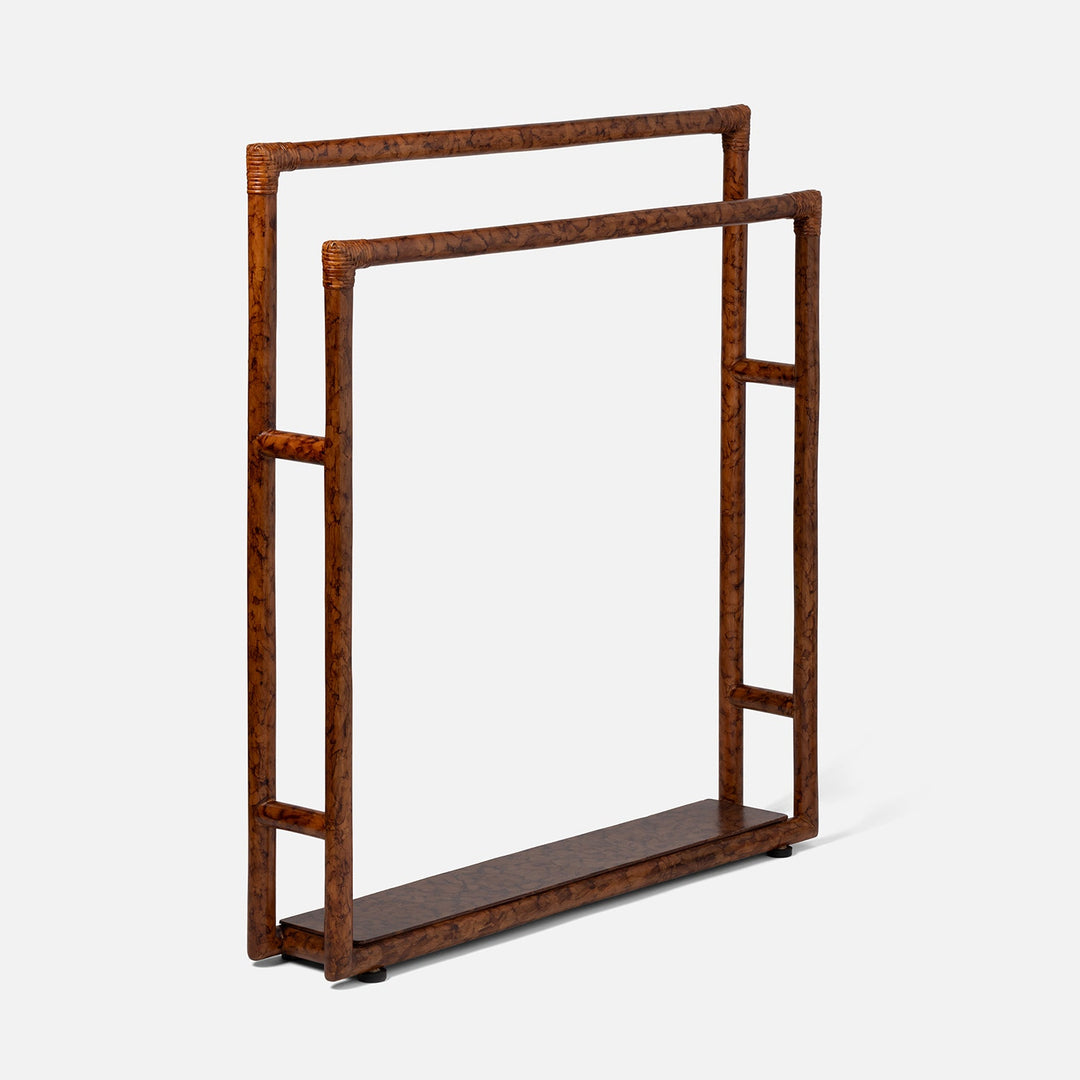 Winthrop, Red Tortoise, Towel Rack, Freestanding, 32"X36"H, Rattan