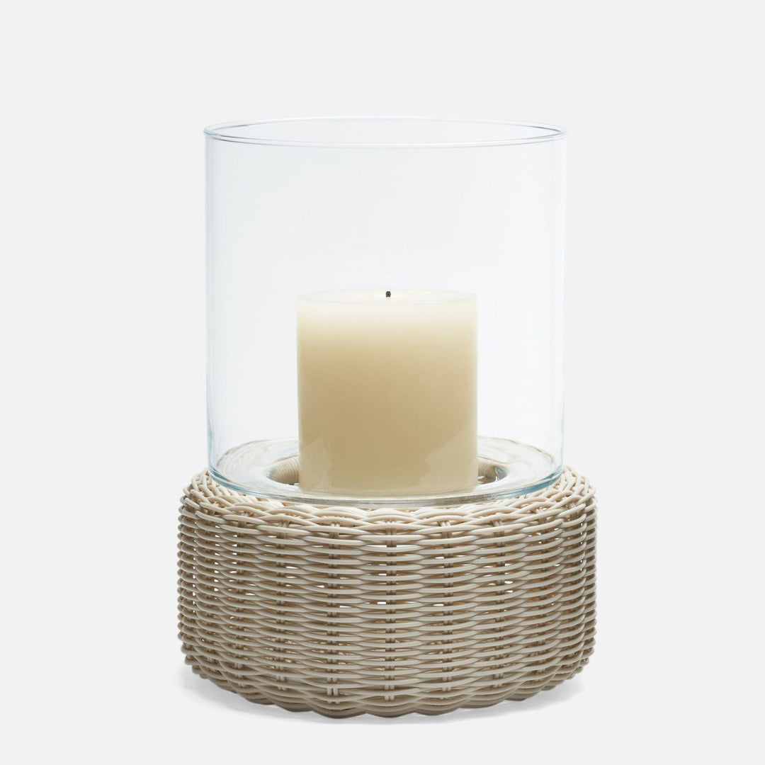 Amity, White, Hurricane, Large, Faux Rattan