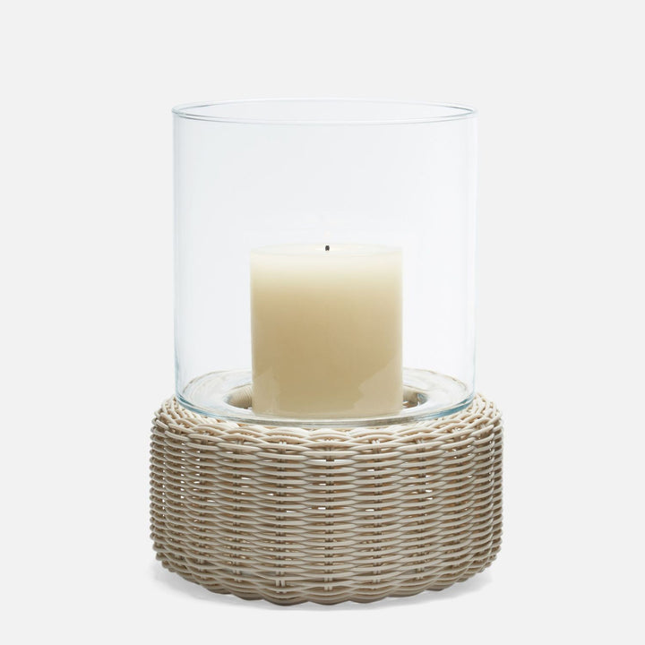 Amity, White, Hurricane, Large, Faux Rattan