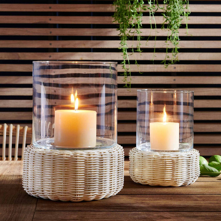 Amity, White, Hurricane, Large, Faux Rattan