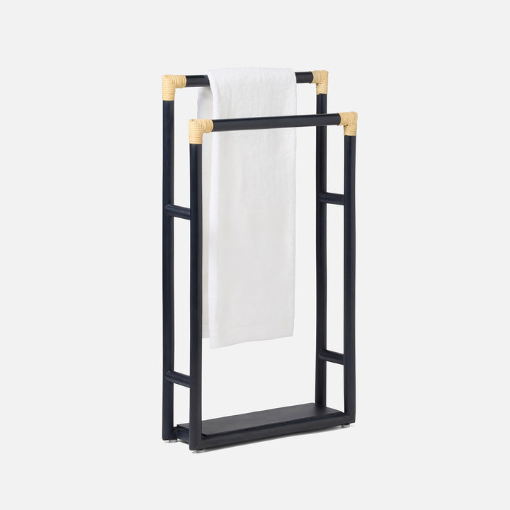 Bolzano, Navy/Natural, Towel Rack, Freestanding, 20"X36"H, Rattan