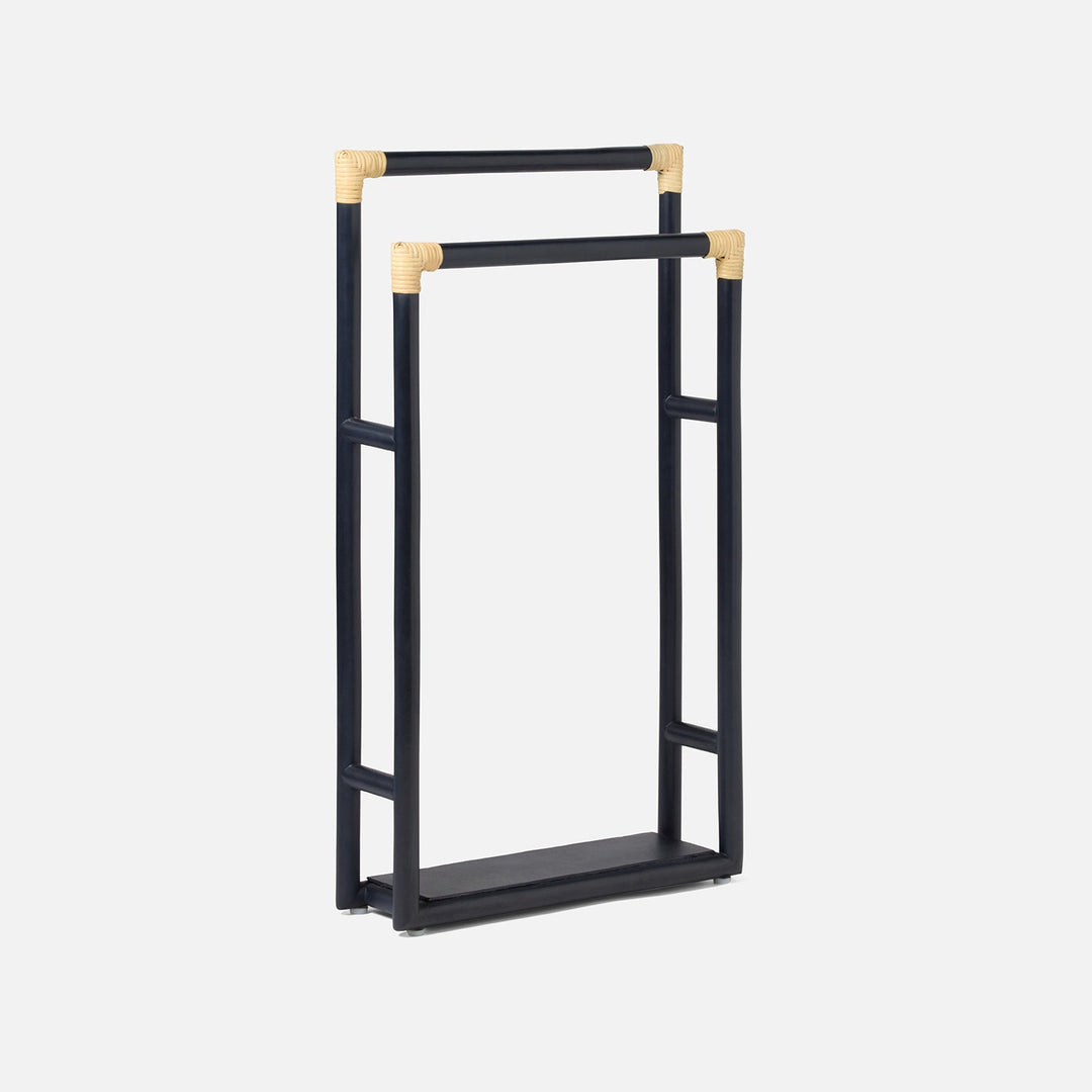 Bolzano, Navy/Natural, Towel Rack, Freestanding, 20"X36"H, Rattan