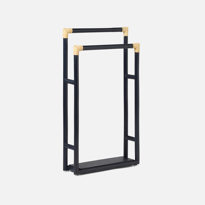 Bolzano, Navy/Natural, Towel Rack, Freestanding, 20"X36"H, Rattan