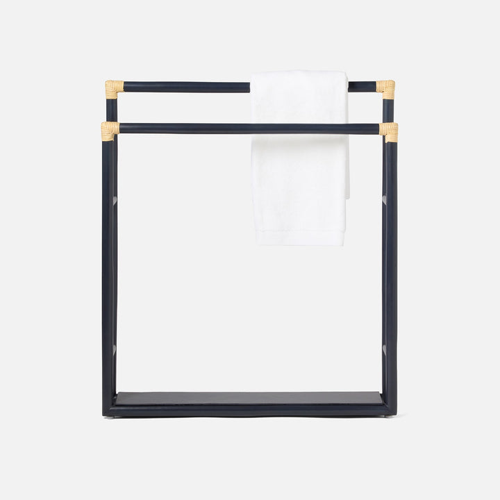 Bolzano, Navy/Natural, Towel Rack, Freestanding, 32"X36"H, Rattan
