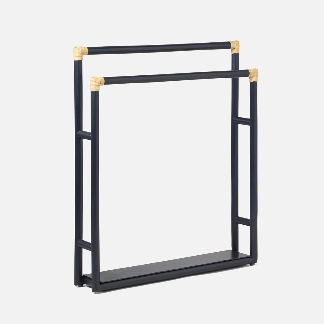 Bolzano, Navy/Natural, Towel Rack, Freestanding, 32"X36"H, Rattan