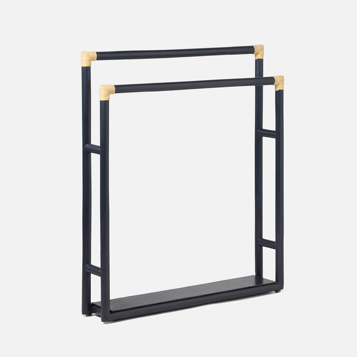 Bolzano, Navy/Natural, Towel Rack, Freestanding, 32"X36"H, Rattan