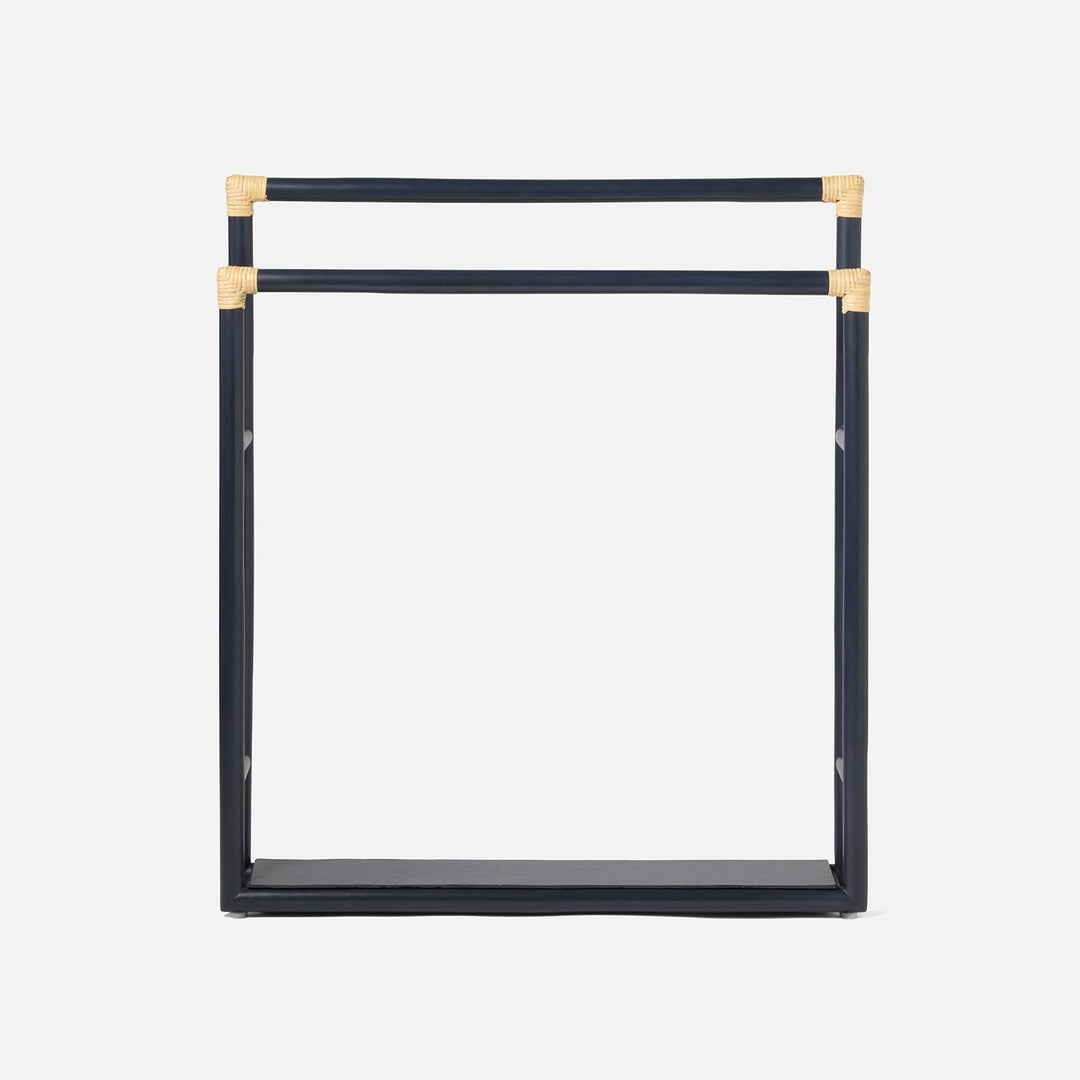 Bolzano, Navy/Natural, Towel Rack, Freestanding, 32"X36"H, Rattan