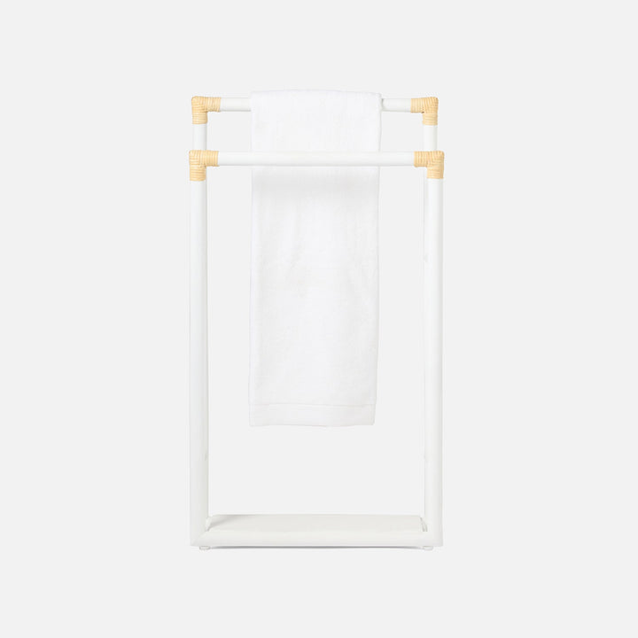 Bolzano, White/Natural, Towel Rack, Freestanding, 20"X36"H, Rattan
