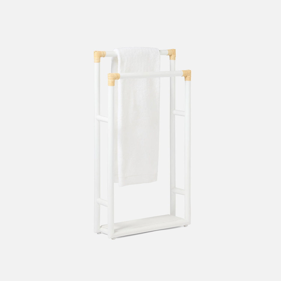 Bolzano, White/Natural, Towel Rack, Freestanding, 20"X36"H, Rattan