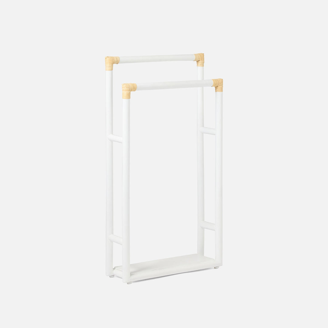 Bolzano, White/Natural, Towel Rack, Freestanding, 20"X36"H, Rattan