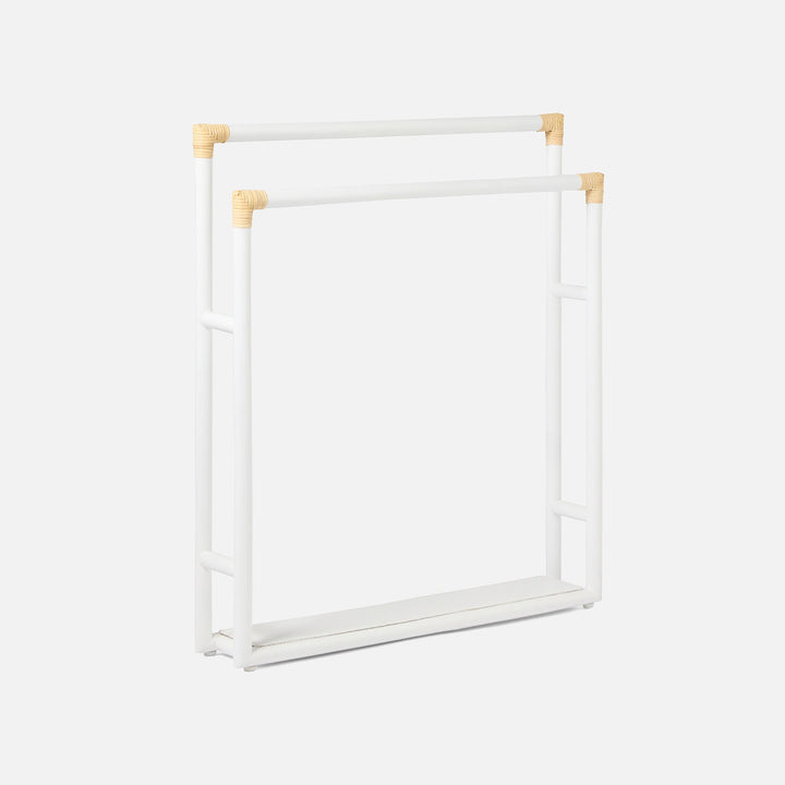 Bolzano, White/Natural, Towel Rack, Freestanding, 32"X36"H, Rattan