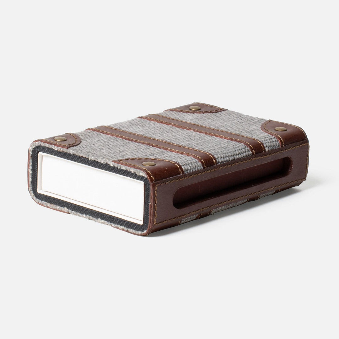 Dillon, Light Gray/Tobacco, Match Box And Sleeve, Standard, Cotton Jute/ Full Grain Leather