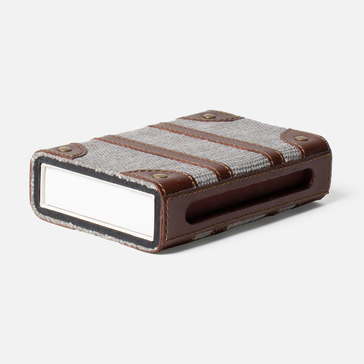 Dillon, Light Gray/Tobacco, Match Box And Sleeve, Standard, Cotton Jute/ Full Grain Leather