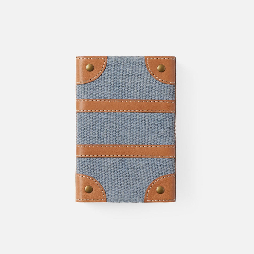 Dillon, Light Blue/Aged Camel, Match Box And Sleeve, Standard, Cotton Jute/ Full Grain Leather