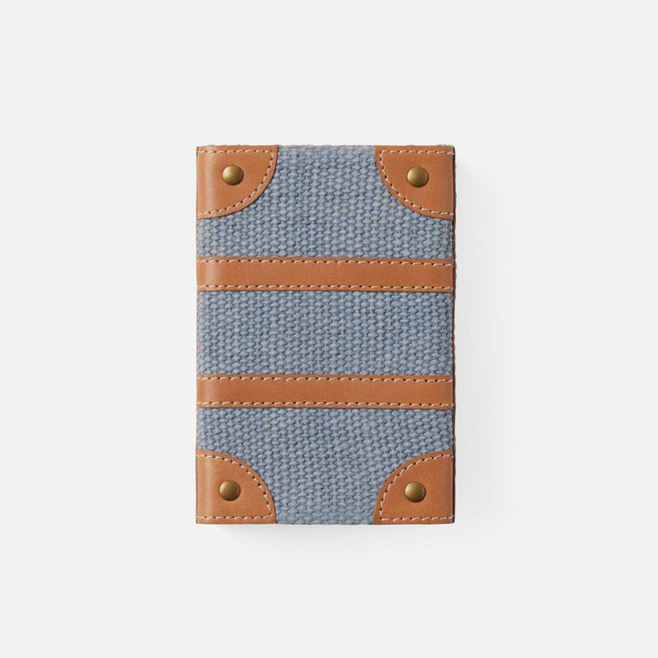 Dillon, Light Blue/Aged Camel, Match Box And Sleeve, Standard, Cotton Jute/ Full Grain Leather