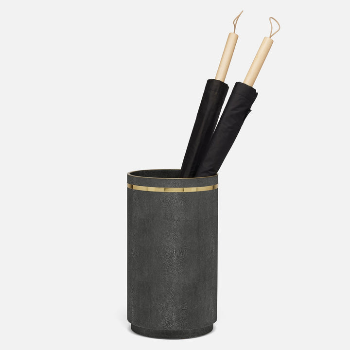 Dorval, Cool Gray, Umbrella Stand Faux Shagreen