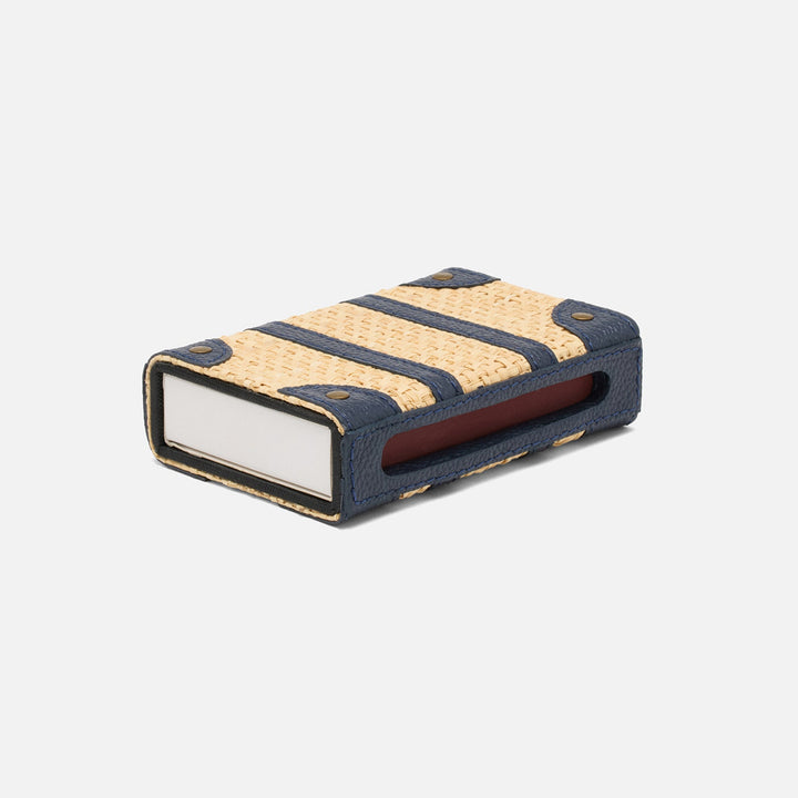 Hanford, Natural/Navy, Match Box And Sleeve, Standard, Raffia/Leather