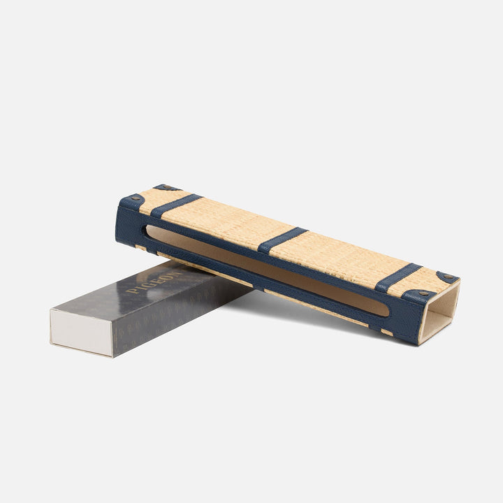 Hanford, Natural/Navy, Match Box And Sleeve, Xlong, Raffia/Leather